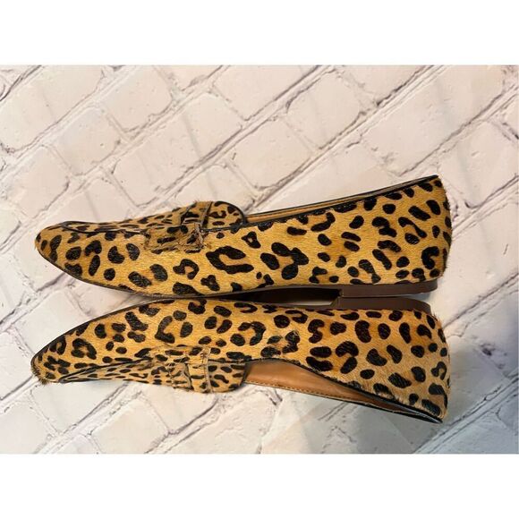 J. Crew 7.5 Calf Hair Penny Loafers Animal Print Cheetah Leopard Closet Staple - Picture 9 of 11